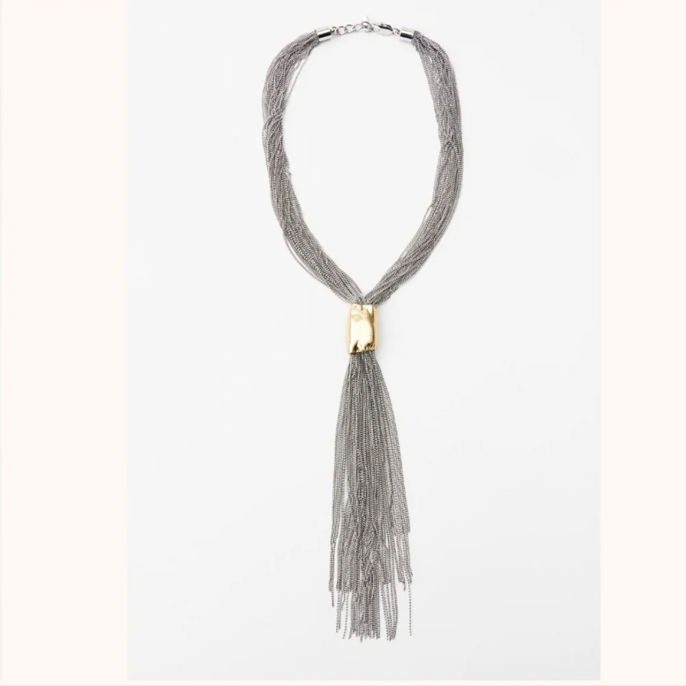 METALLIC PIECE FRINGE NECKLACE SIZE M - Picture 5 of 5